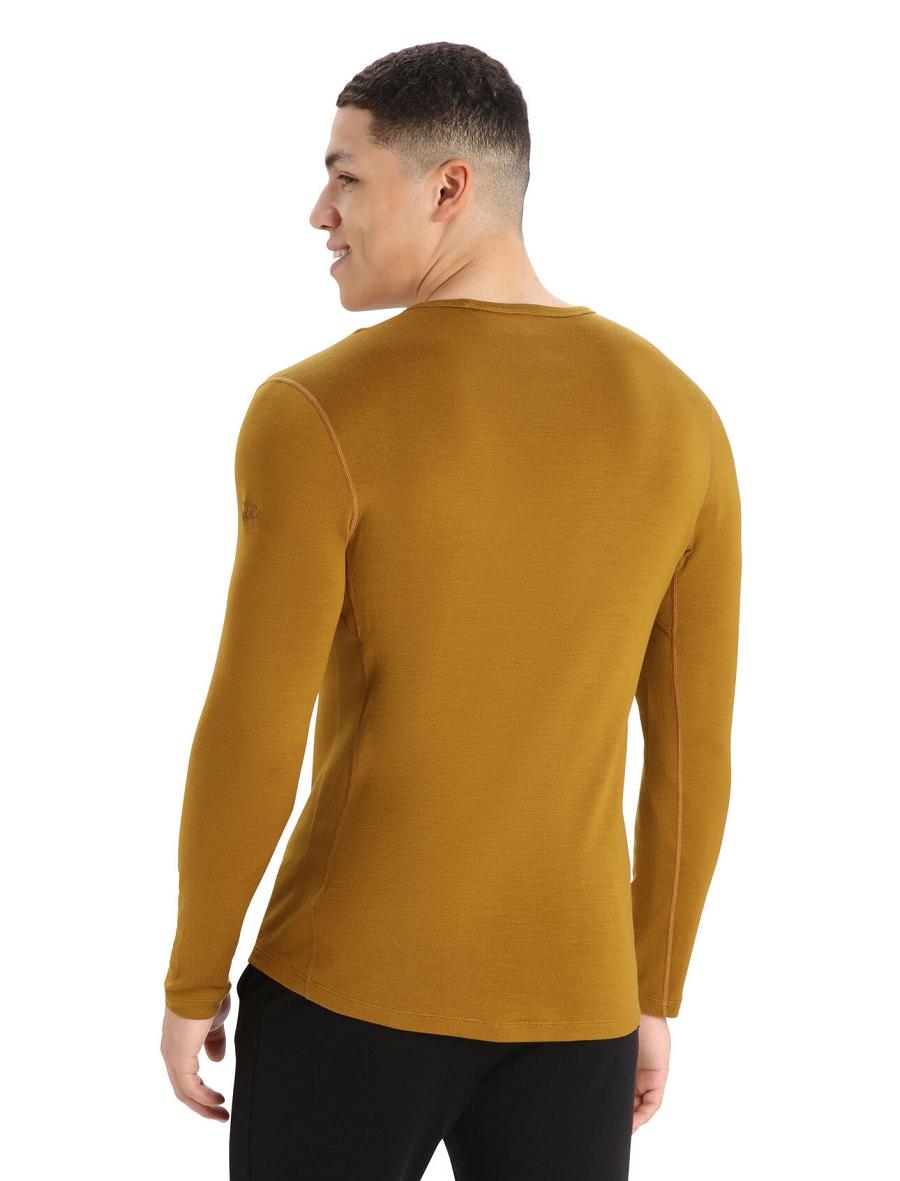 Icebreaker Merino 260 Tech Long Sleeve Crewe Thermal Top Férfi Base Layers Barna | HU 1394MQZA